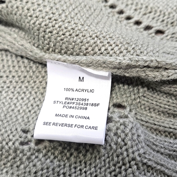 Pinque Stitch Fix Sage Green Textured Crochet Knit Open Cardigan Women's Medium - Picture 8 of 10